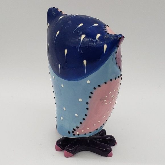Green Earth Purple Blue Pink Owl Bobble Figurine - Picture 8 of 14